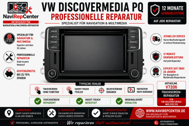 Reparatur VW / Seat Discover Media MIB STD2 PQ NAV / Navigationssystem Touchscreen funktioniert nicht richtig / Touch ohne Funktion